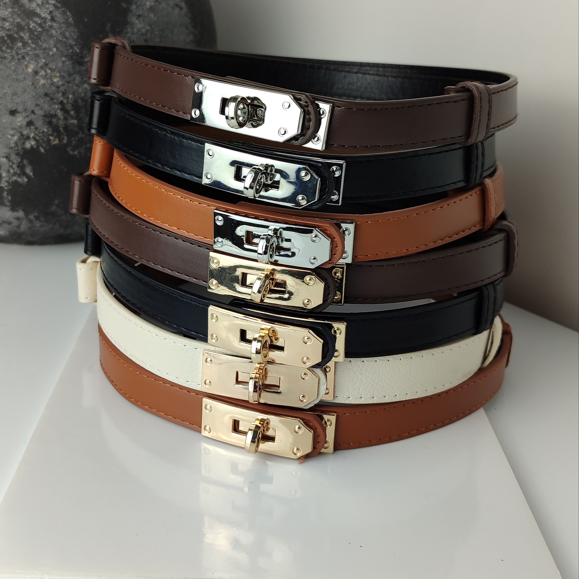 کمربند زنانه هرمس وارداتی ترک ۲ سانتی و ظریف