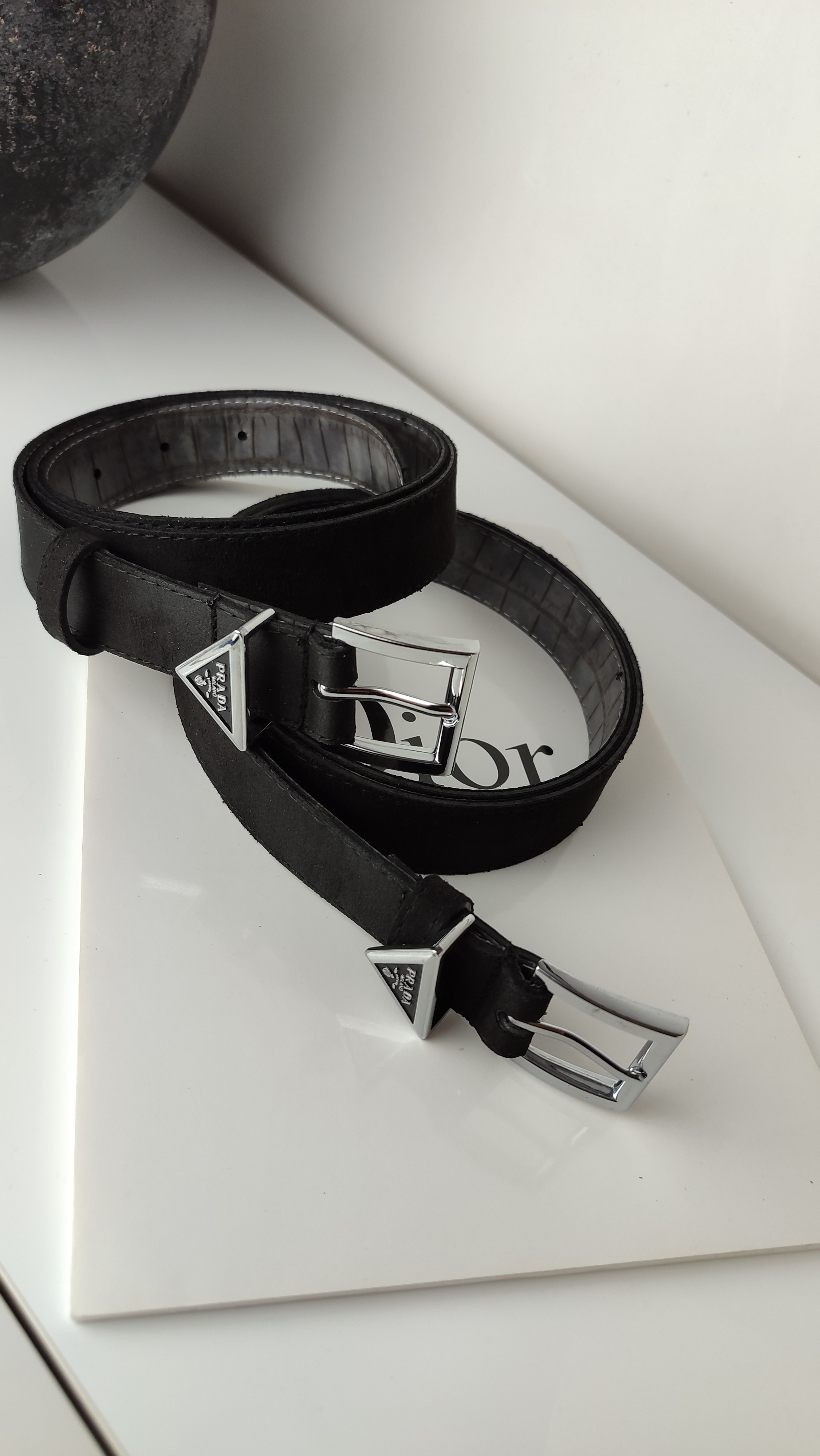 کمربند جیر زنانه وارداتی مدل پرادا ۳ سانتی